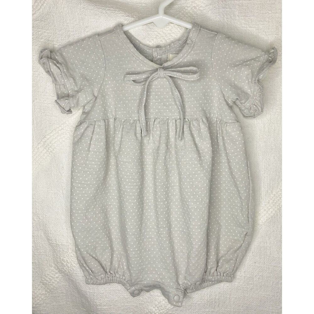 Mabel + Honey Daisies And Me Romper Baby Girls Summer Gray Dotted 3Mos EUC